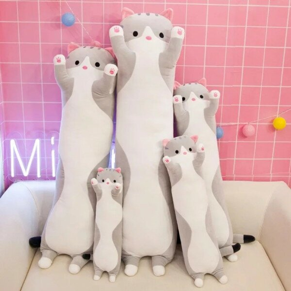 Мягкая игрушка Кот - батон, игрушка - обнимашка 110 см - Серый