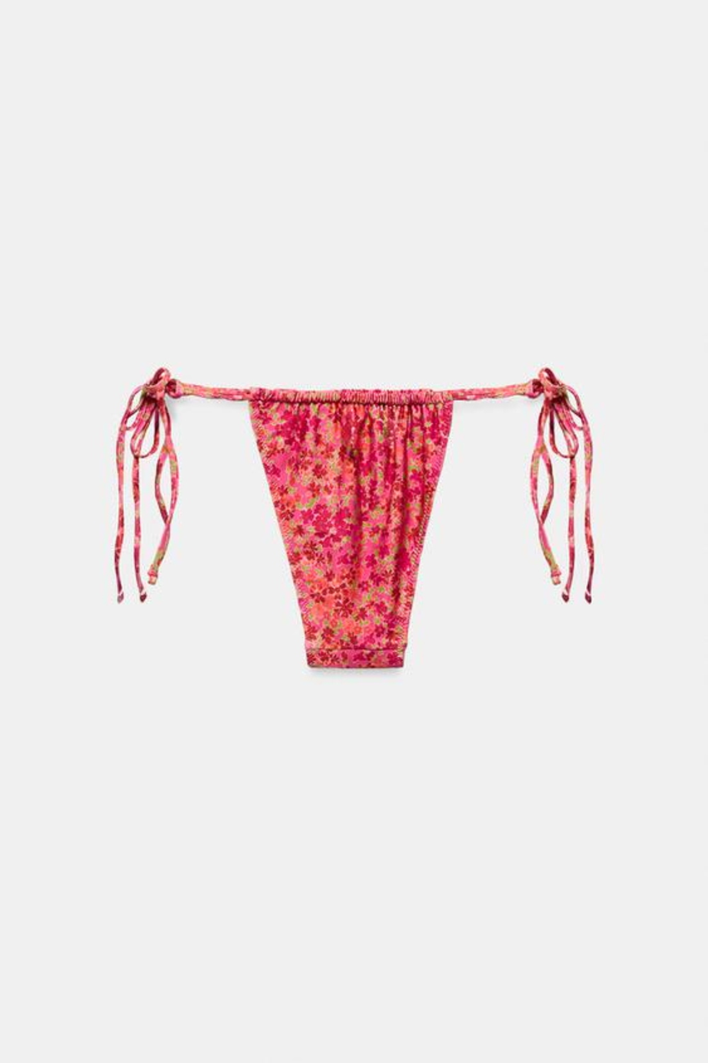 ZARA ПЛАВКИ-БИКИНИ С ЦВЕТОЧНЫМ ПРИНТОМ И ЗАВЯЗКАМИ, РОЗОВЫЙ