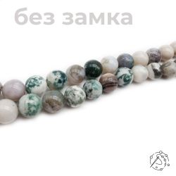 Нить бусин моховой агат 12 мм