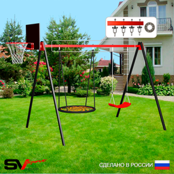 Уличные качели Sv Sport УК164.2КП2 (3.0м/Щит баскет/Гнездо 115см/"Лодочка"/Подвесы на подш 2к)