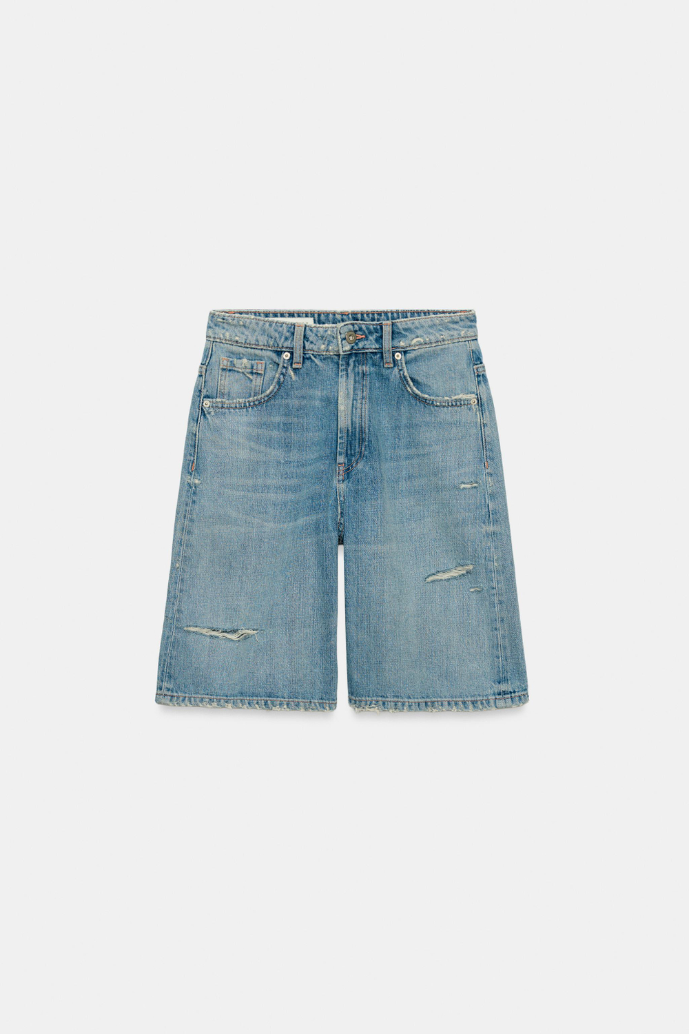 ДЖИНСОВЫЕ ШОРТЫ TRF СВОБОДНОГО КРОЯ СО СРЕДНЕЙ ПОСАДКОЙ И РАЗРЕЗАМИ — ZARA