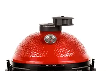 Керамический гриль Kamado Joe Classic III Stand Alone, 46 см (красный), на столе из дуба