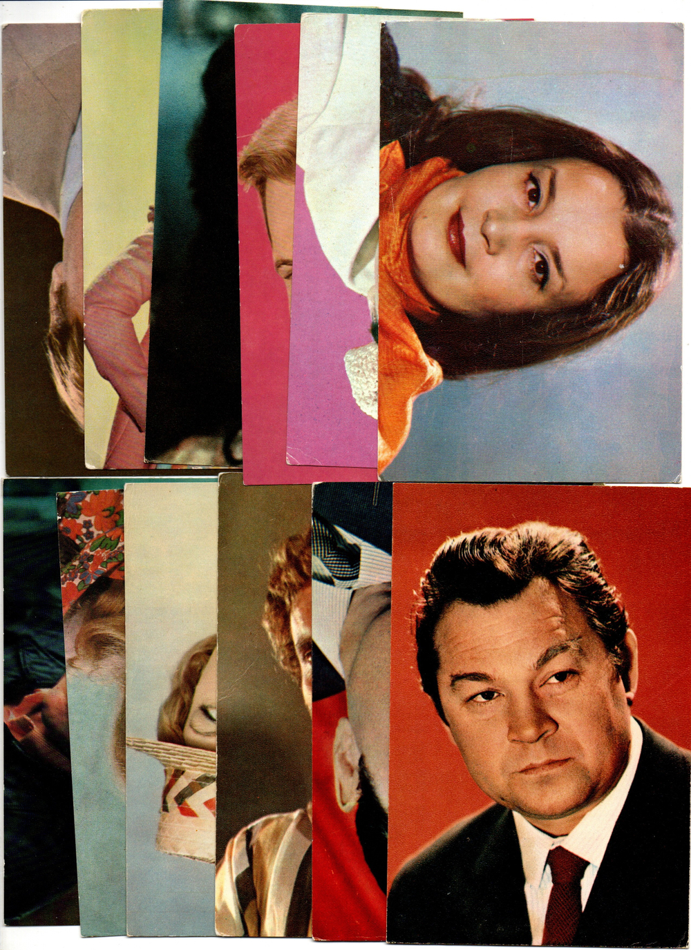 №63 Открытки Артисты и актёры СССР 1970–1980-е г. 25 штук. Цветные, чистые, без повторов