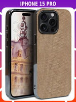 Дизайнерский чехол для IPHONE 15 PRO с мягкой тканевой поверхностью
