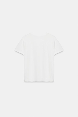ZARA ХЛОПКОВАЯ ФУТБОЛКА С ВЫШИВКОЙ, БЕЛЫЙ