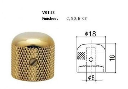 Gotoh VK1-18-GG ручка потенциометра металлическая Dome style, gold
