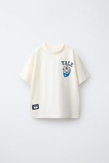 ZARA ФУТБОЛКА С ПРИНТОМ YALE™, БЕЛЫЙ