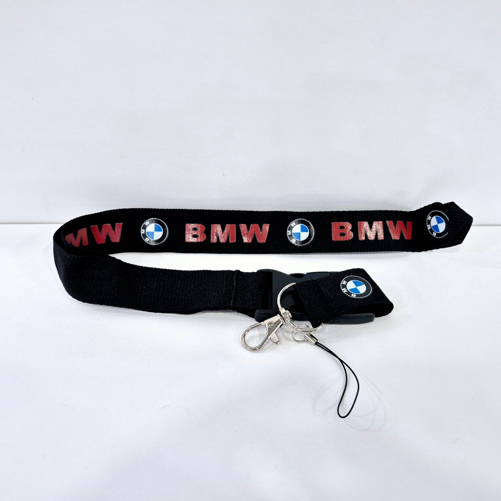 BMW (чёрный) Люкс / Брелок, шнурок для ключей на шею BMW (БМВ), ланъярд, крафт, чёрный (1 шт)