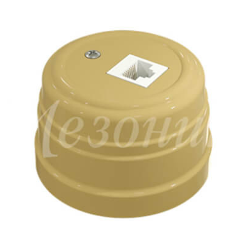 Розетка пластиковая ретро компьютерная RJ45 Песочное золото Мезонин GE30341-32 / Интернет
