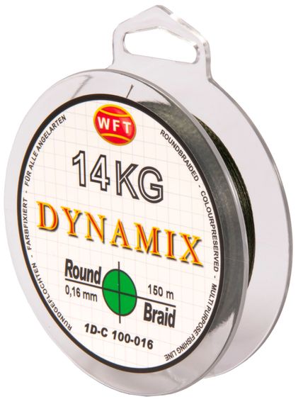 Леска плетёная WFT KG ROUND DYNAMIX Green 150 м, 0,16 мм