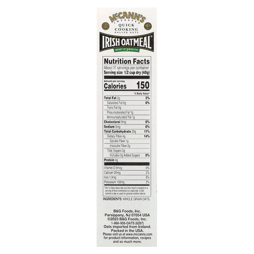 McCann's Irish Oatmeal, Овсяные хлопья быстрого приготовления, 453 г (16 унций)