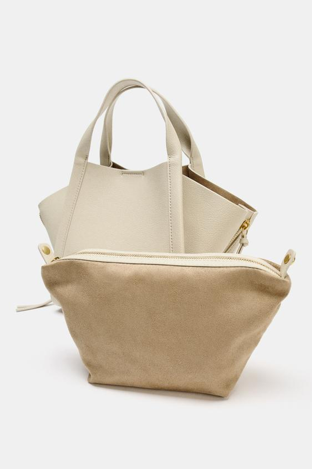 ZARA СУМКА CITY С ПЛЕЧЕВЫМ РЕМНЕМ, ЭКРЮ