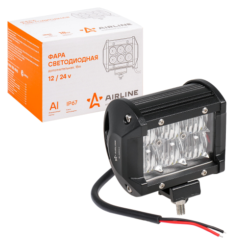 Фара светодиоднаядвухрядная 6 LED 5D линза рабочий свет 18W (98х78х65) 12/24V Airline