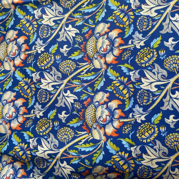 Wandle СИНИЙ В СТИЛЕ У. МОРРИСА100% хлопок Handmade Fabrics 5
