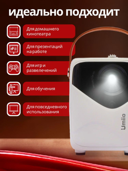 Портативный мини проектор для фильмов и игр FULL HD 4К на Android, Wi-FI, HDMI встроенные динамики