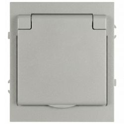 Розетка ЭРА Arktik 16-2103-03 с заземлением 2P+E Schuko со шторками с крышкой 16А-250В алюминий | Эра Arktik