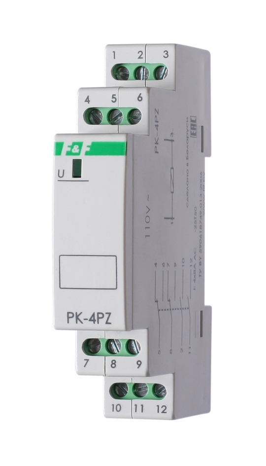 Реле промежуточное (электромагнитное) PK-4PZ-110 4х8А 2NO/NC+2NO IP20 110В AC