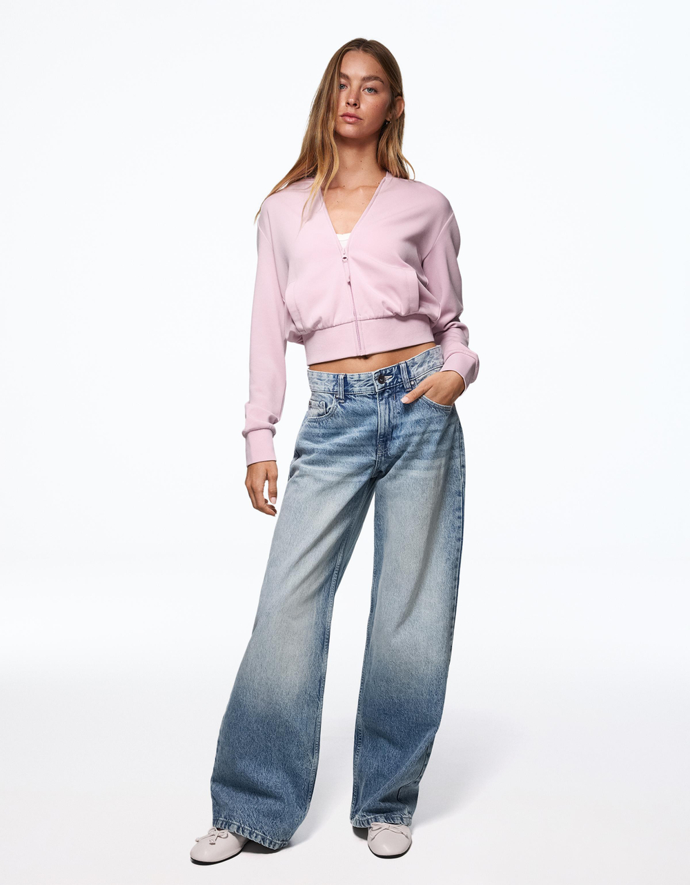 Женское худи на молнии с капюшоном - BERSHKA