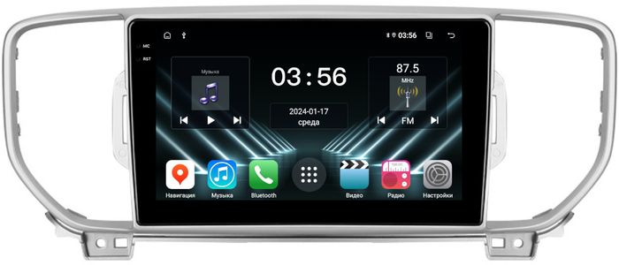 Магнитола для KIA Sportage 4 2016-2018 (без штатной КЗВ) - FarCar S280 монитор 9.5" IPS на Android 13, CarPlay