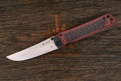 Нож складной Kizlyar Supreme Whisper, клинок 96мм, сталь D2, рукоять G10 чёрно-красный