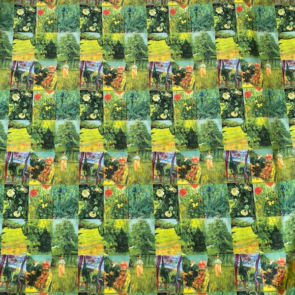 В СТИЛЕ ВАН ГОГА , купон 110/20,5 см (3 ряда, 63 картинки) 100% хлопок Handmade Fabrics 2