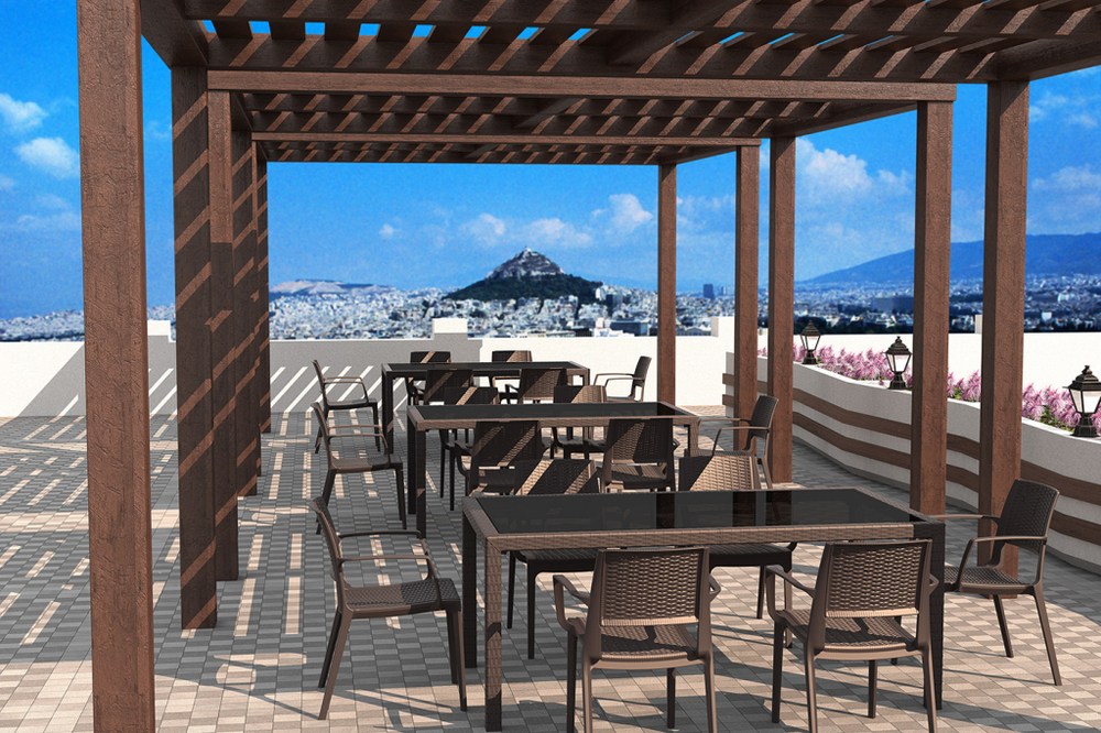 Кресло пластиковое плетеное Siesta Contract Capri, коричневый