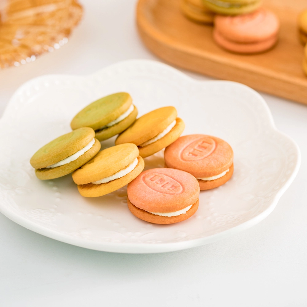 Печенье-сэндвич MACARON с кремовым вкусом и взрывной карамелью, коробка 132 г