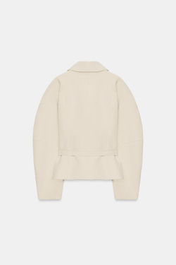ZARA КУРТКА С БАСКОЙ И РЕМНЕМ, ЭКРЮ