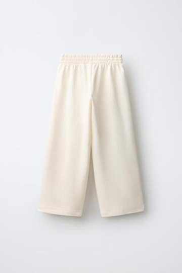 ZARA ТРИКОТАЖНЫЕ БРЮКИ WIDE LEG, ЭКРЮ