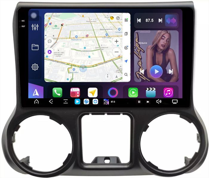 Магнитола для Jeep Wrangler 3 2010-2014 - FarCar S500-TS20 монитор 10.36" 2K QLED на Android 14, Быстрейшая, CarPlay, 4G SIM-слот