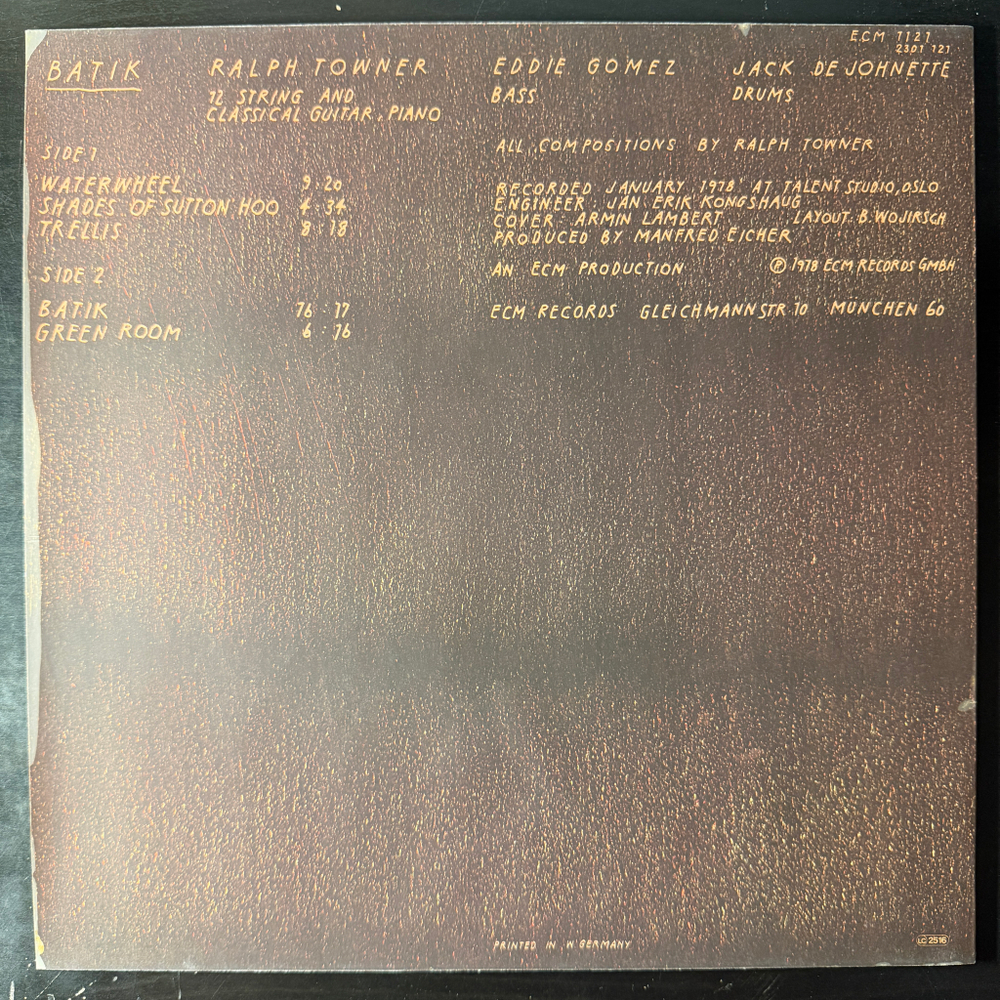 Ralph Towner, Eddie Gomez, Jack DeJohnette – Batik (Германия 1978г.) ECM Т