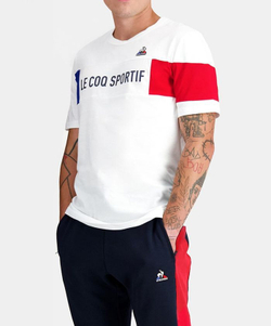 Мужская теннисная футболка Le Coq Sportif TRI Tee Short Sleeve N°1 SS23 - белый
