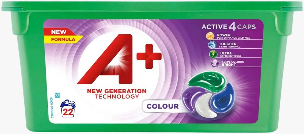 Капсулы для стирки A+ NEW GENERATION technology COLOR Caps Active4 4в1, для цветного белья 22 шт (Из Финляндии)