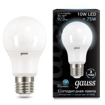 Лампа Gauss LED A60 10W E27 4100K 102502210