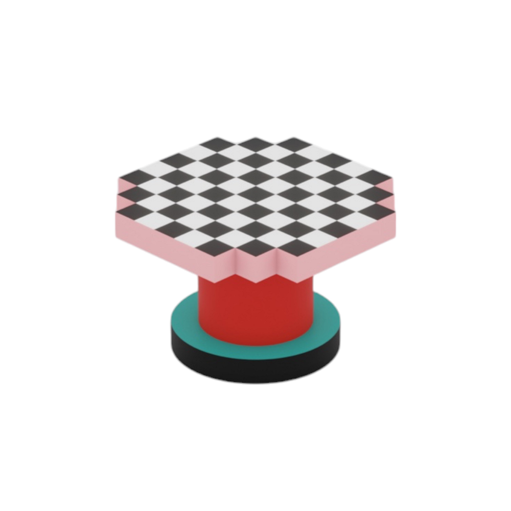 Журнальный стол Seletti Supercoffeetable Chessboard, белый, черный, красный
