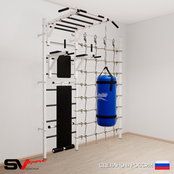 Шведская стенка Sv Sport усиленная 62410 (Турник рукоход/Брусья/Скамья/Цепь/Мешок 15кг/Канатный лаз)