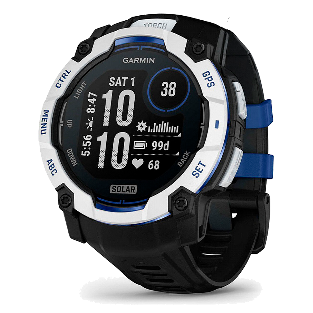 Умные часы Garmin Instinct 3, 50mm, Amoled Black with Black/Bolt Blue Band (010-03020-03)