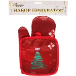 Прихватка в наборе с прихваткой-варежкой «Праздничная ёлка» 25,5*16 см, 17*17 см