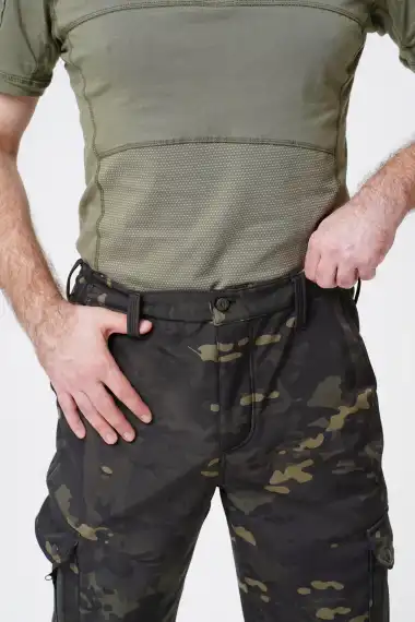 Джоггеры камуфляжные с резинкой анатомического кроя Soft Shell, Тёмный мультикам