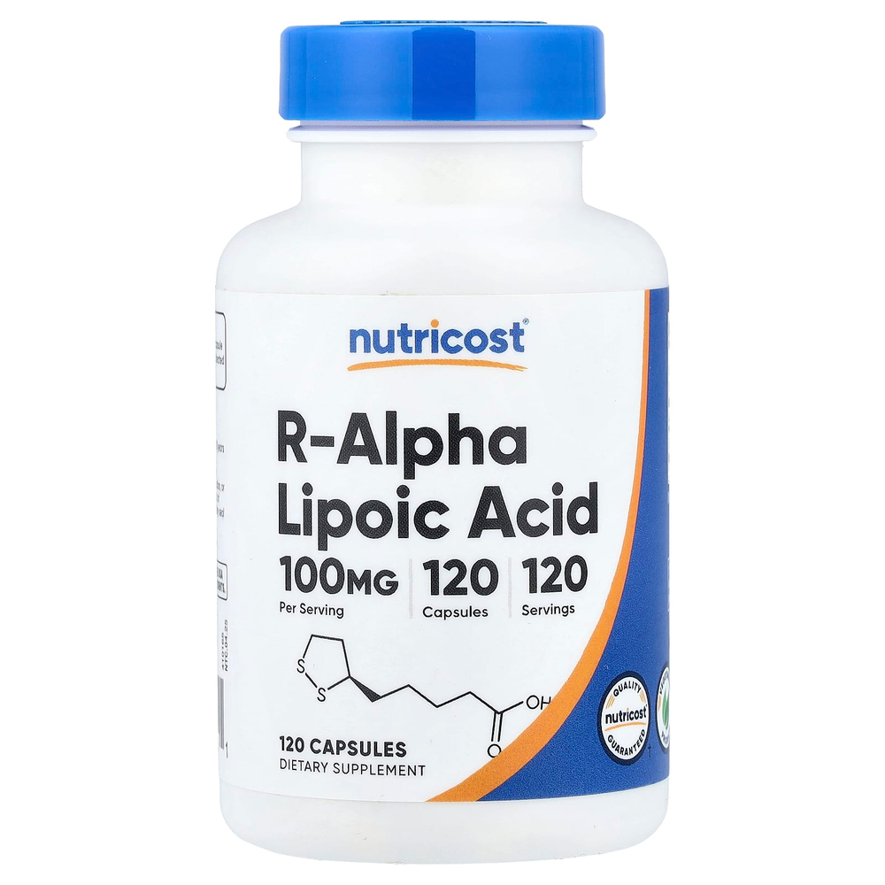 Nutricost, R-альфа-липоевая кислота, 100 мг, 120 капсул