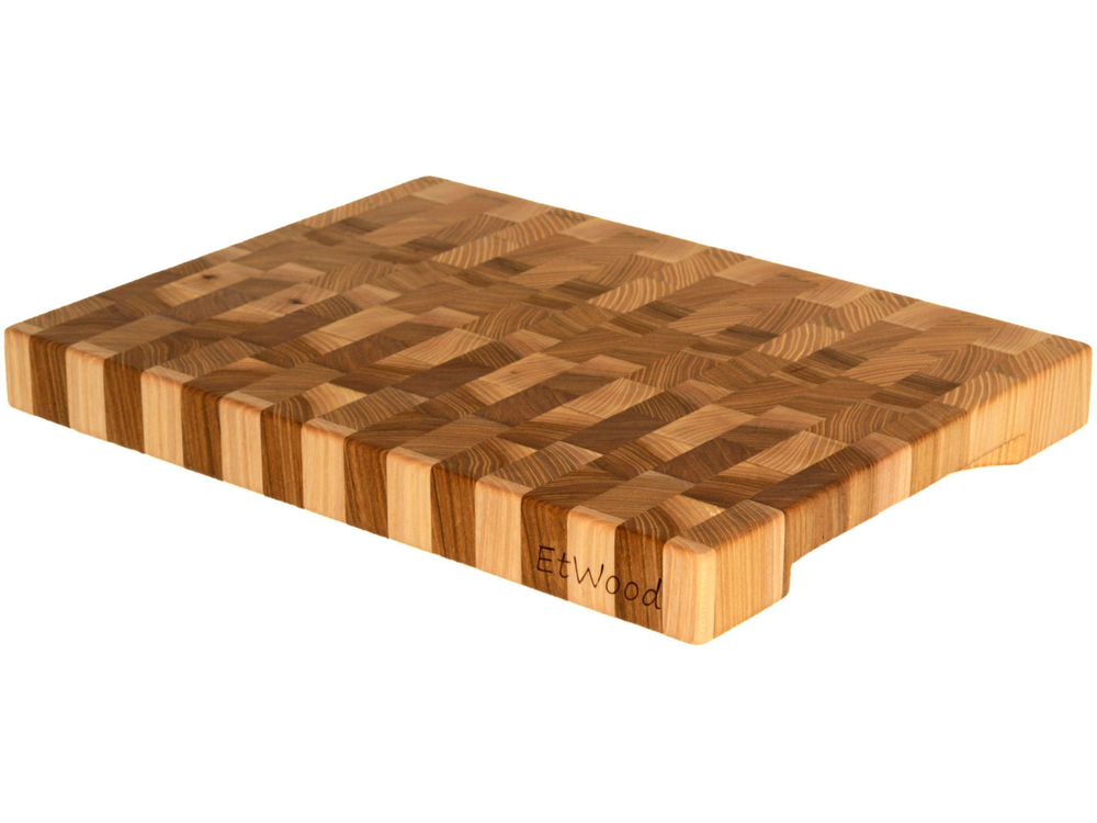 деревянная торцевая разделочная доска 40x30x4 см. карагач (вяз)