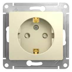 Розетка с заземлением и защитными шторками Systeme Electric Glossa Бежевый GSL000245