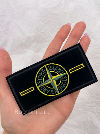 Нашивка прямоугольная черная бренд SI (Стоун Ай.) 5х10 см