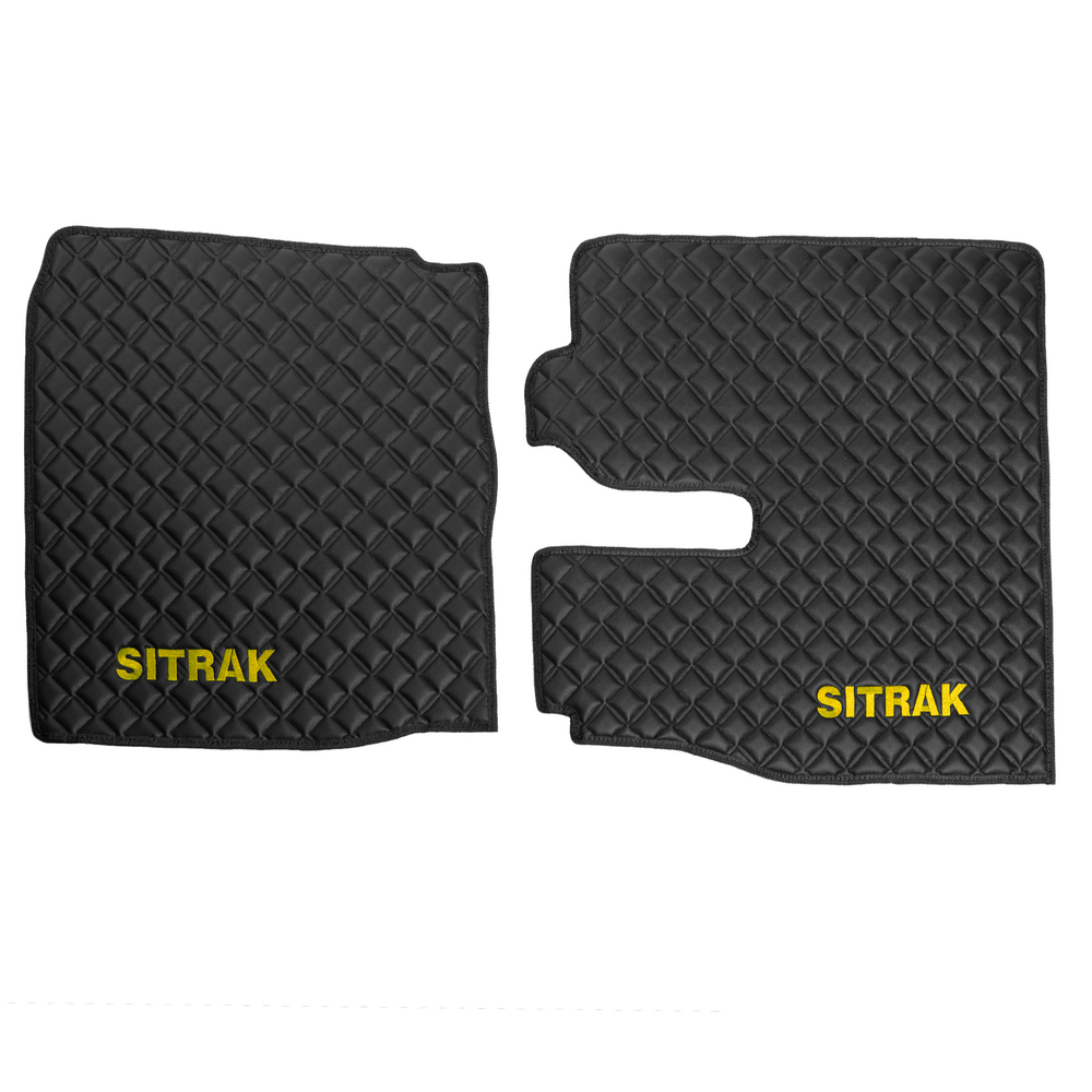 Ковры Sitrak MAX (экокожа, черный, черный кант, желтая вышивка)