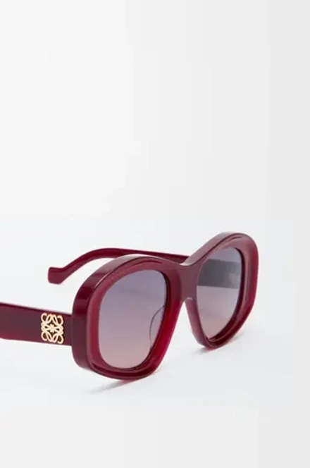 Loewe Солнцезащитные очки пятиугольной формы, бордово-красный