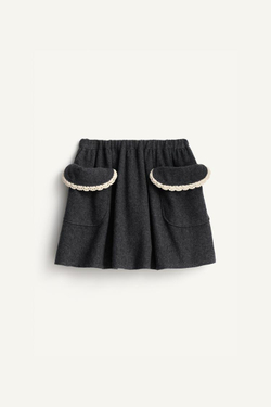 ZARA ЮБКА С КРУЖЕВОМ - LIMITED EDITION, АНТРАЦИТОВО-СЕРЫЙ