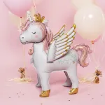 Шар (26''/66 см) Фигура 3D, Крылатый единорог, Розовый, Сатин, 1 шт. в уп.