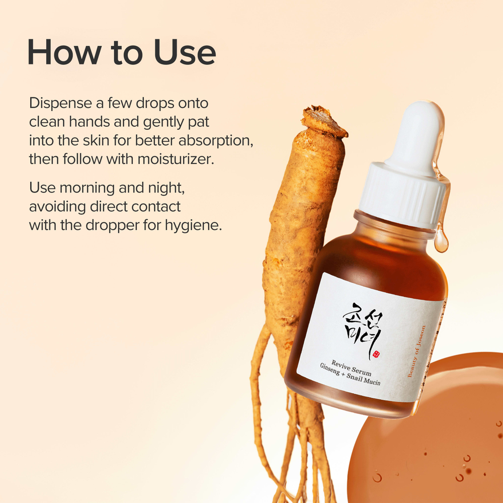 Beauty of Joseon, Revive Serum, женьшень и муцин улитки, 30 мл (1,01 жидк. унц.)
