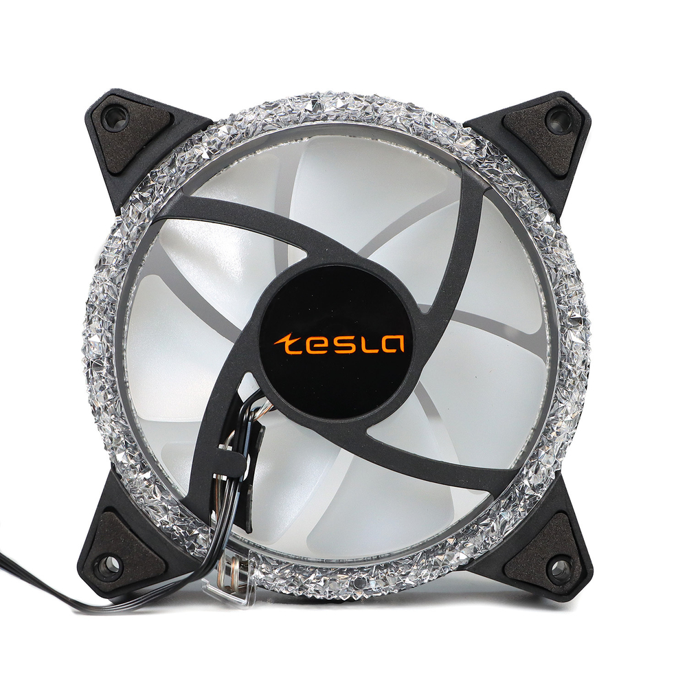Комплект из 3 вентиляторов ТЕСЛА (TESLA) RGB120-3D3, 120мм, 3-pin+Molex, прозрачный-белый/FRGB, 1200rpm, 38CFM, 21дБ, антивибропрокладки (TSL-120-3D3)