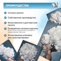 Модульная интерьерная картина на холсте с подрамником из 4 шт., 100х80 см. Крепление в подарок.